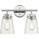 Amberose 2 Light 16 inch Chrome Vanity Light Wall Light